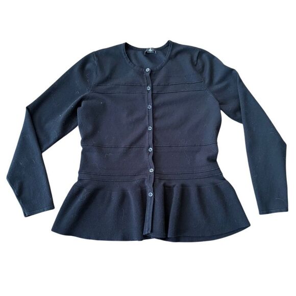 J Jason Wu Cardigan Peplum Sweater Black Medium - Picture 1 of 4